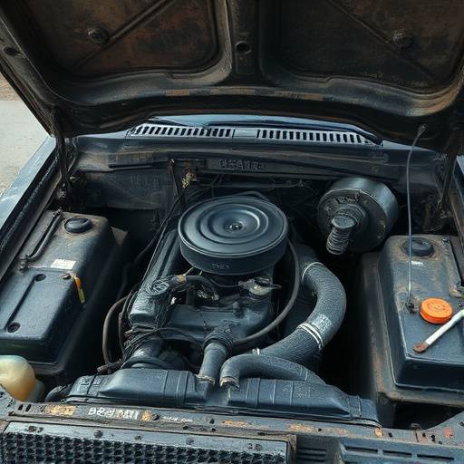 Before: Dirty and neglected engine bay